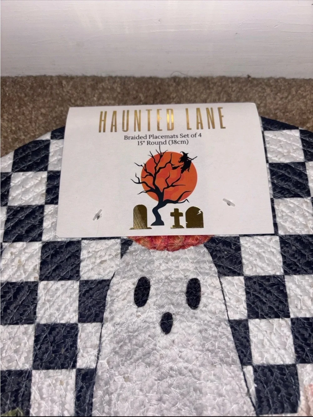 HALLOWEEN GHOST BLACK/WHITE CHECKERED PLACEMATS
